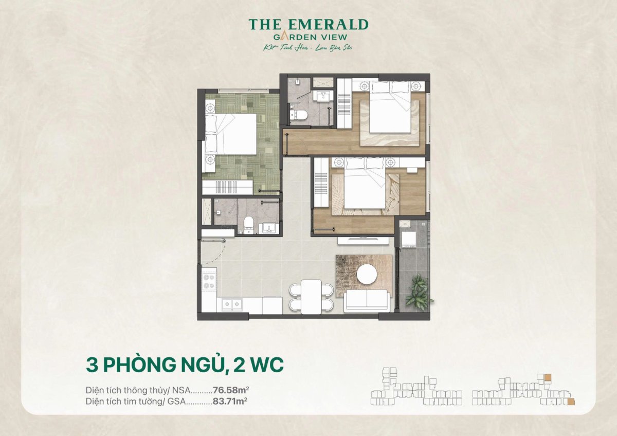 Căn hộ 3 phòng ngủ