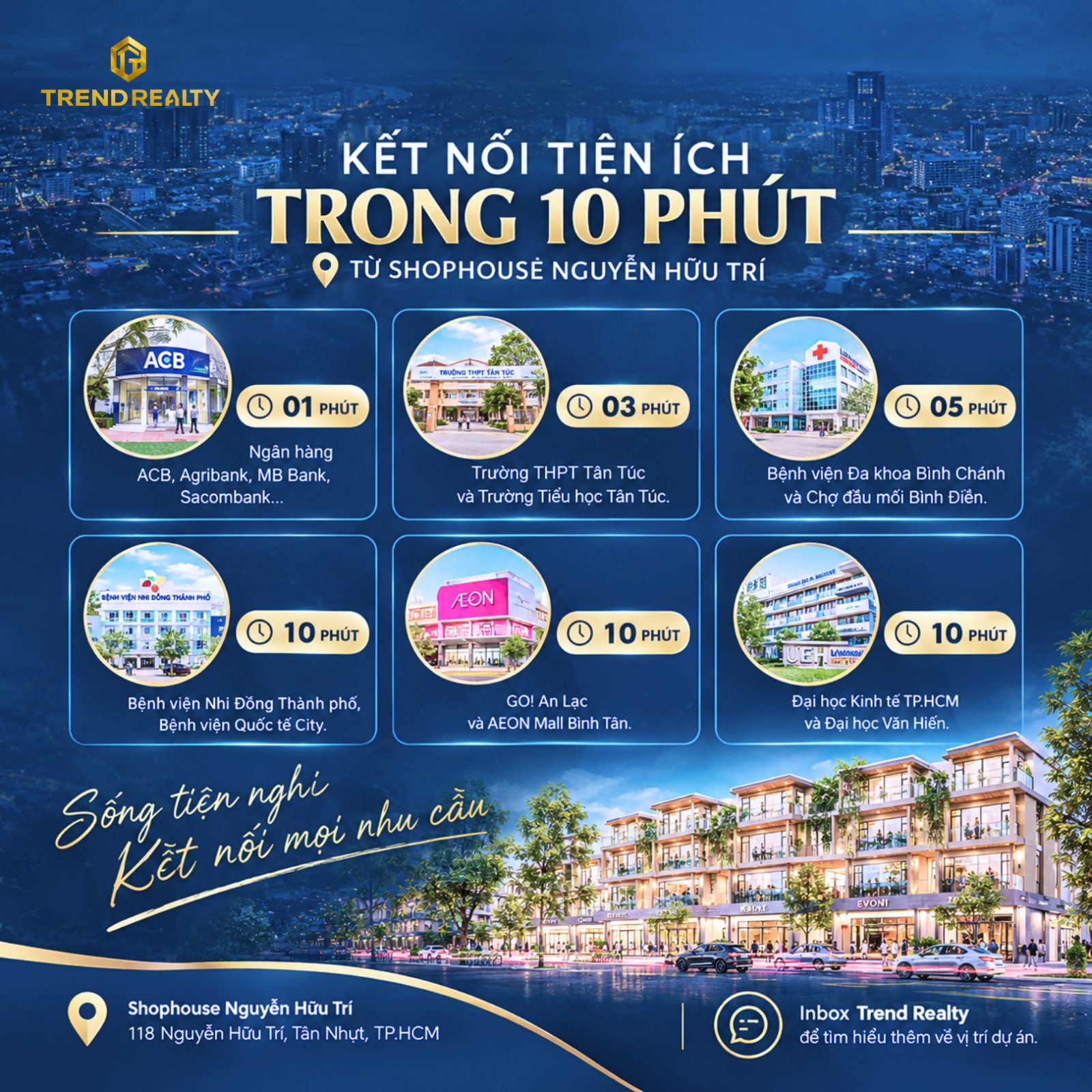 Kết nối tiện ích trong 10 phút từ Shophouse Nguyễn Hữu Trí